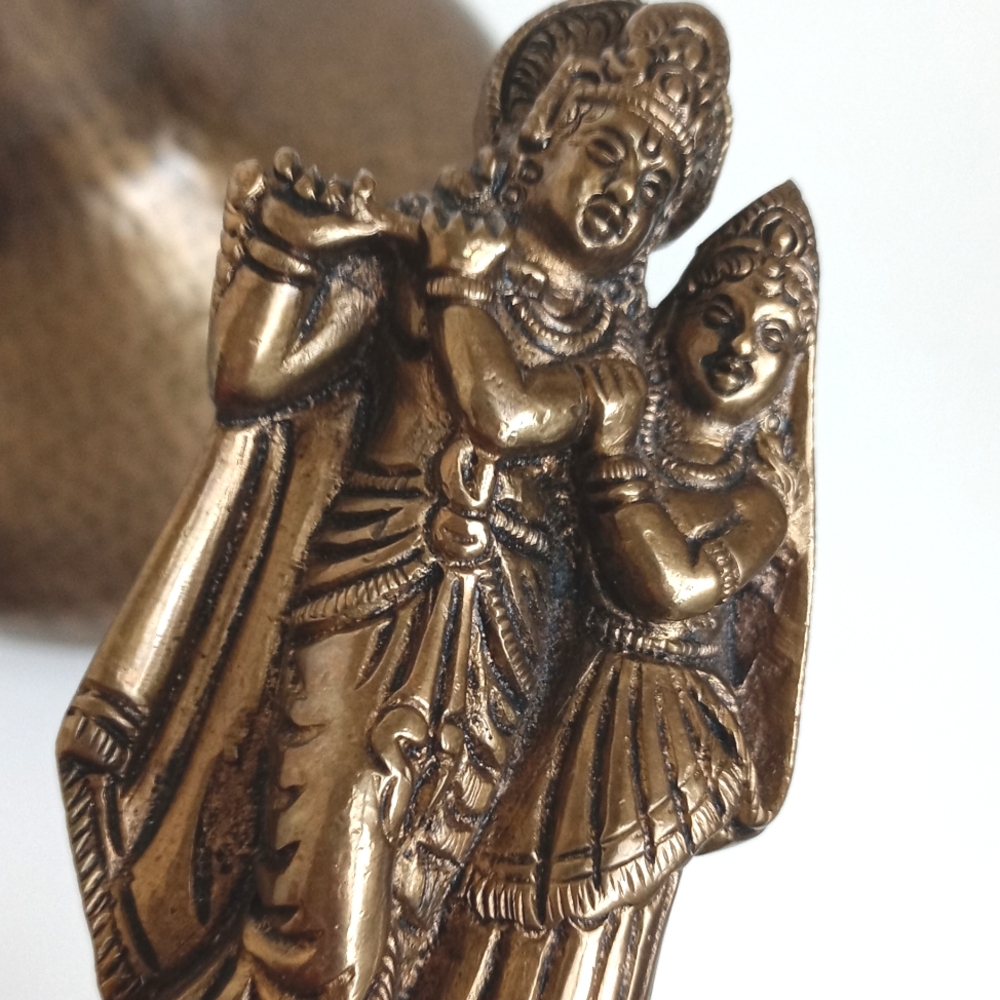 Solid Brass Antique / Vintage Figurine Sculpture from India 4 1/2” - Picture 8 of 13